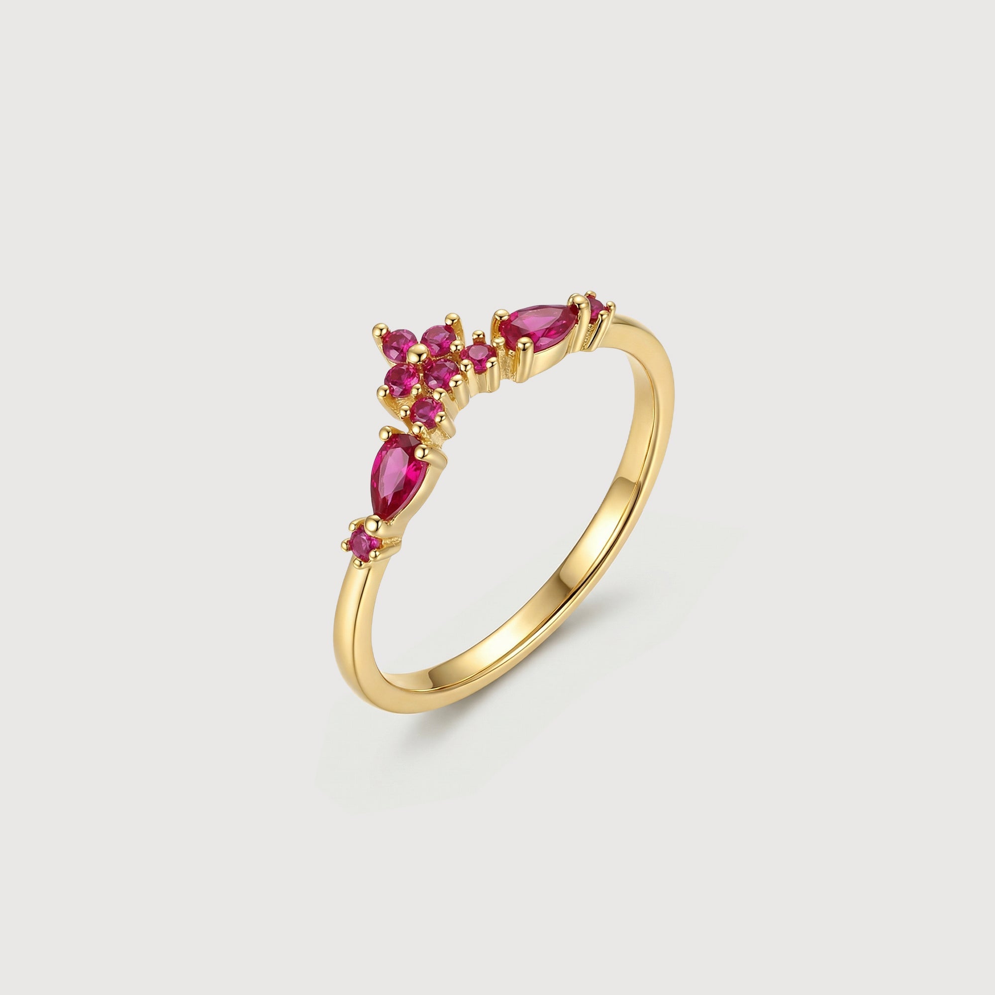18K Gold-Plated S925 Pink CZ Tiara Ring