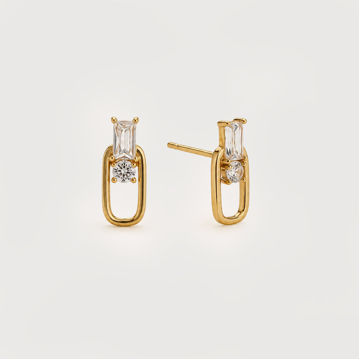 Gold-Plated S925 5A Zircon Open-Frame Stud Earrings