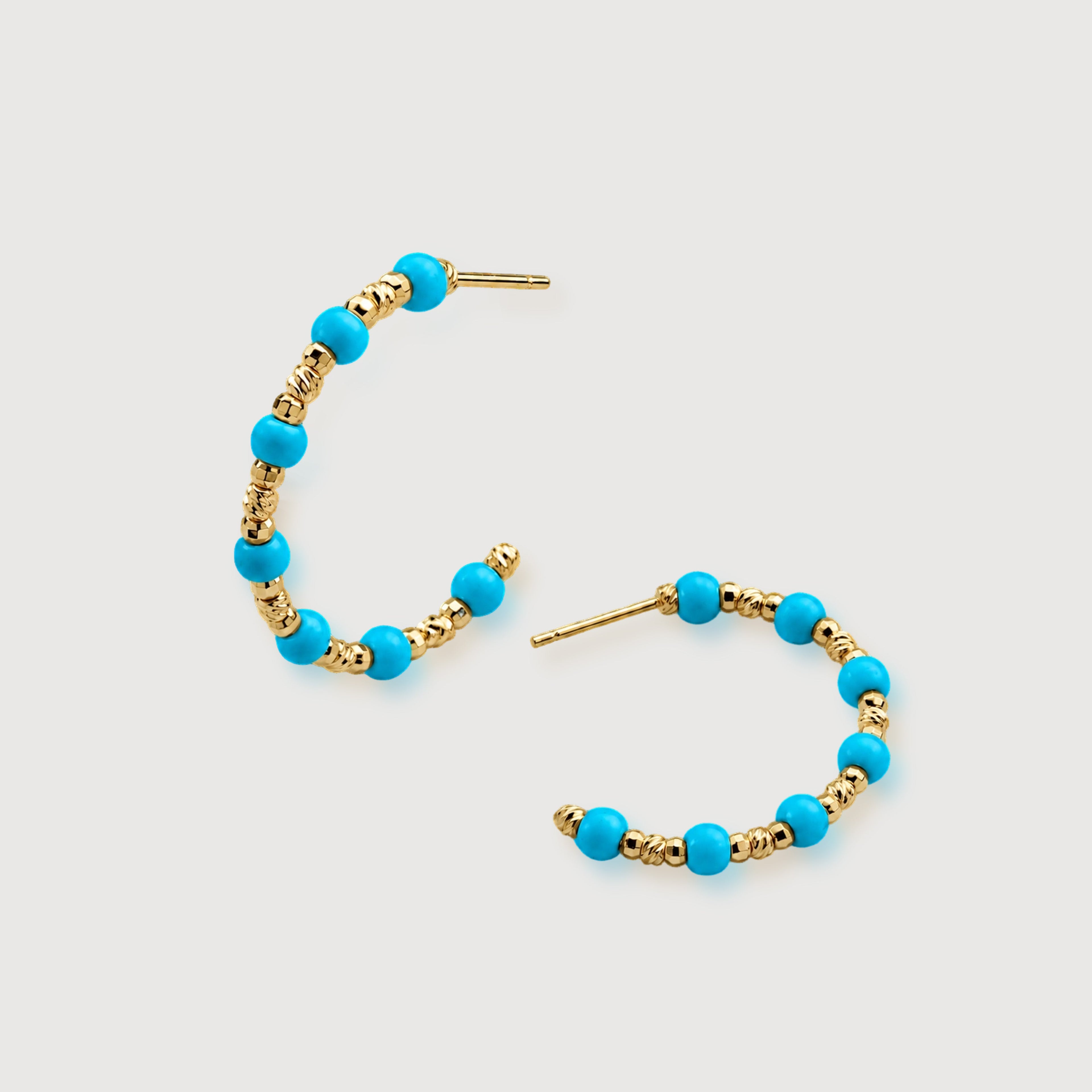 Gold-Plated Beaded Open Hoop Earrings
