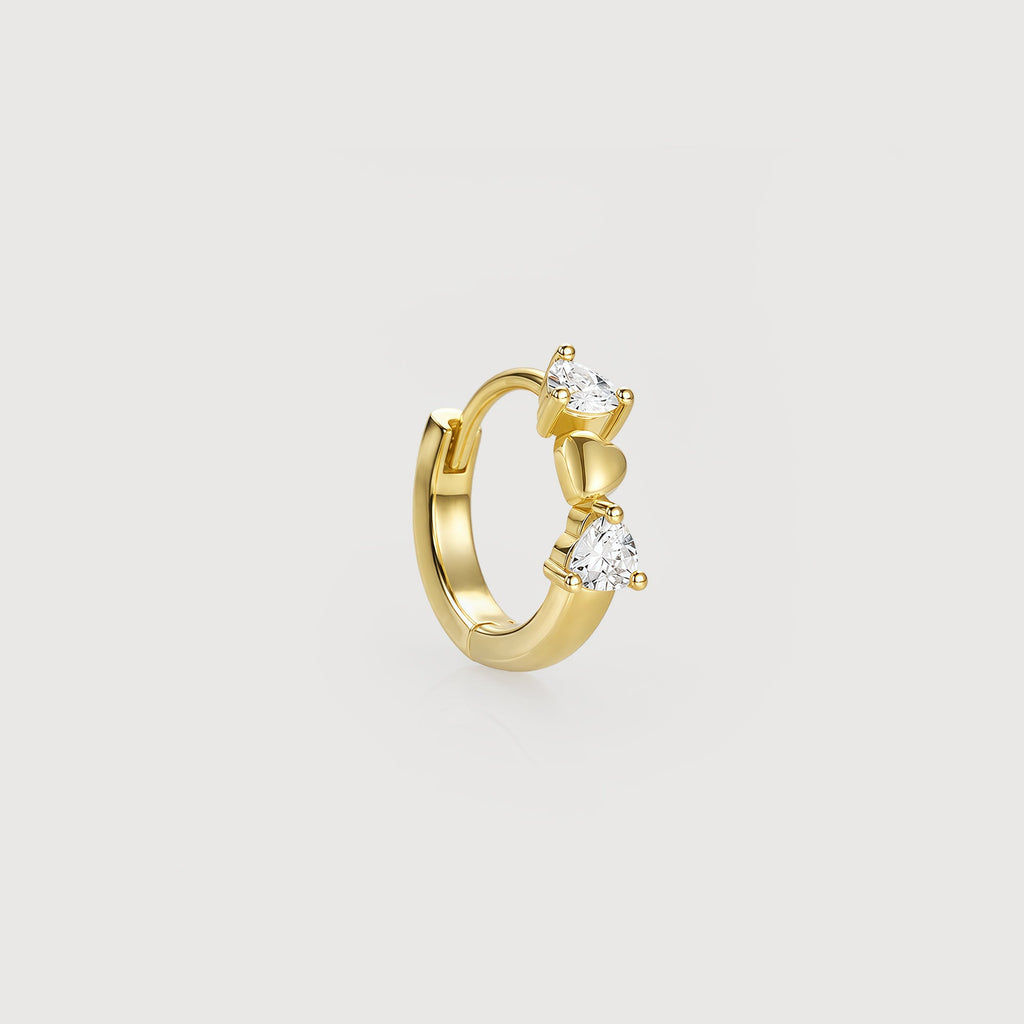 Heart & Pear CZ Huggie Hoop Earrings