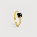 18K Gold-Plated S925 Black Onyx Square Ring