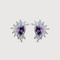 18K Gold-Plated Purple Zircon Cluster Stud Earrings