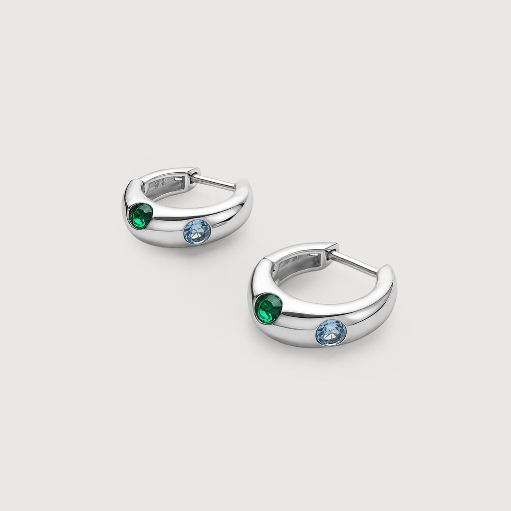 Multicolor Zircon Wide Huggie Hoop Earrings