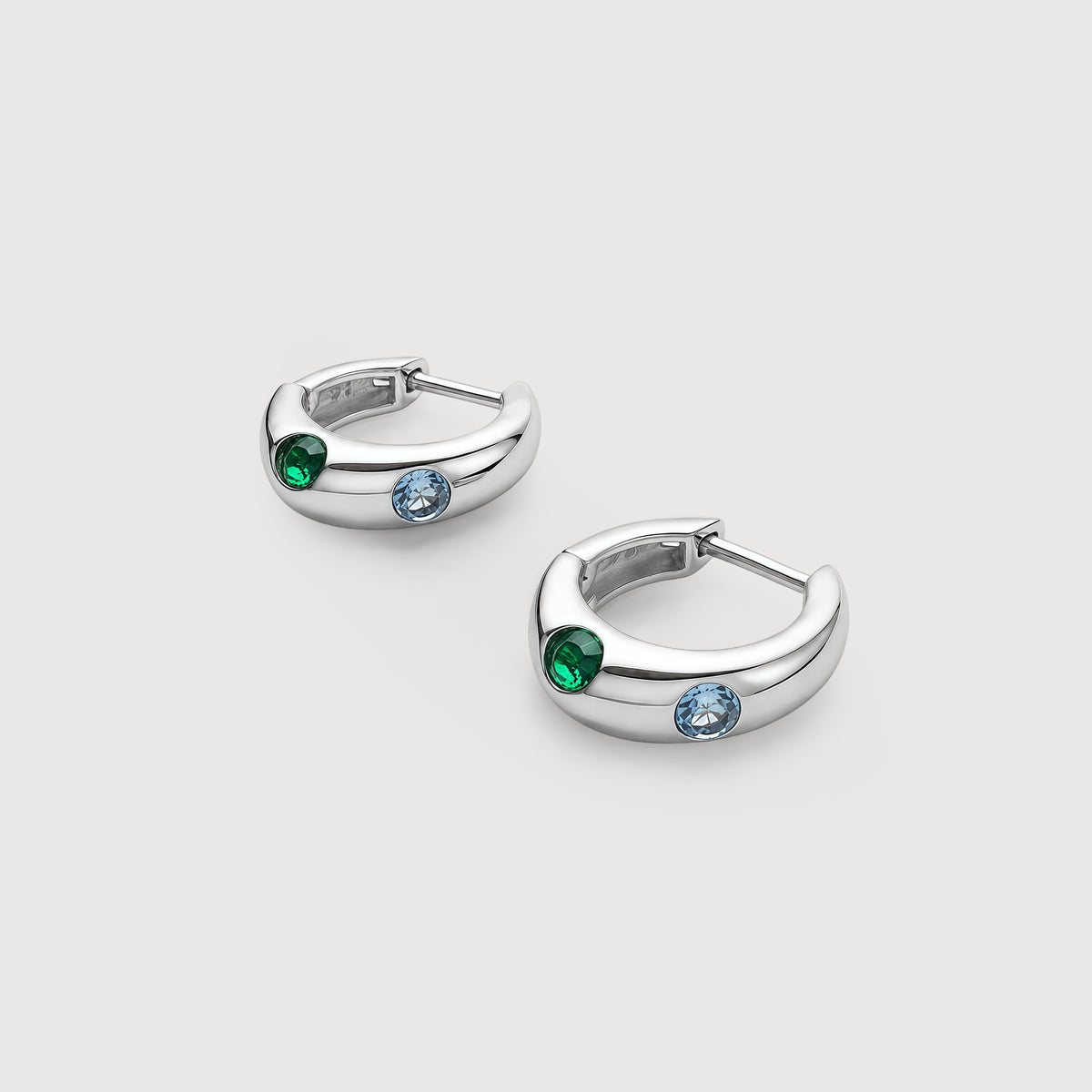 Multicolor Zircon Wide Huggie Hoop Earrings