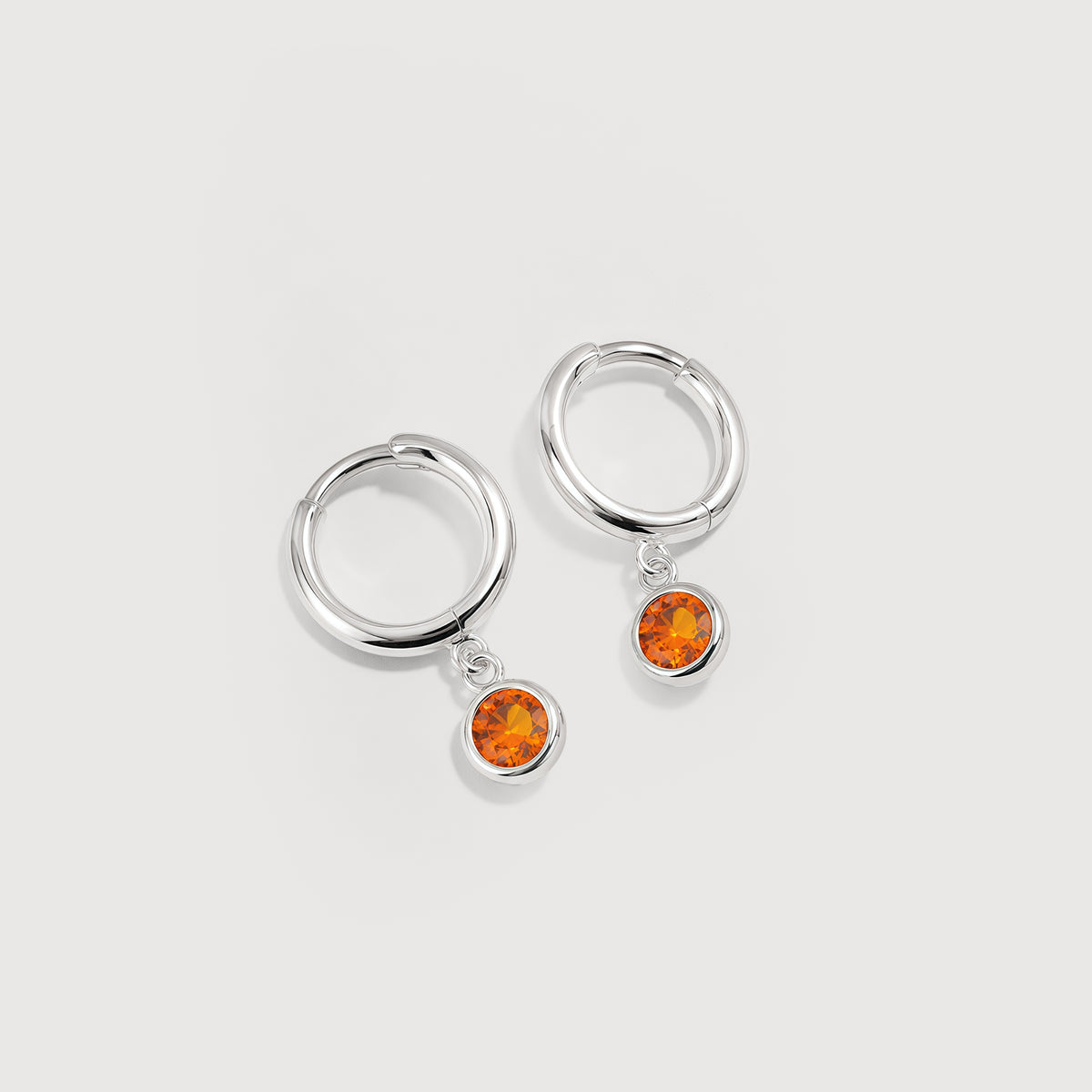 5A CZ Bezel Drop Huggie Hoop Earrings