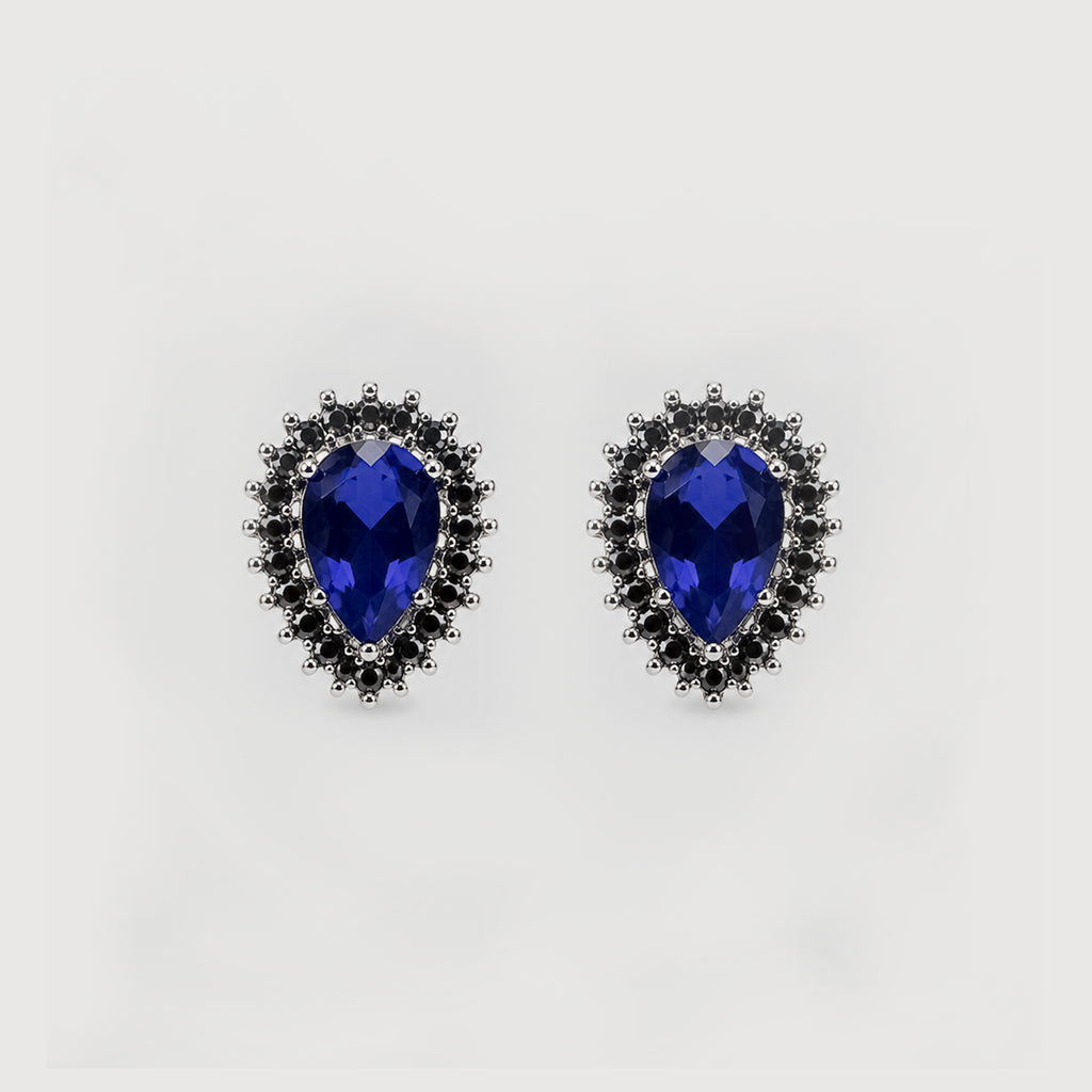 Teardrop Sapphire Accent Stud Earrings
