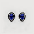 Teardrop Sapphire Accent Stud Earrings