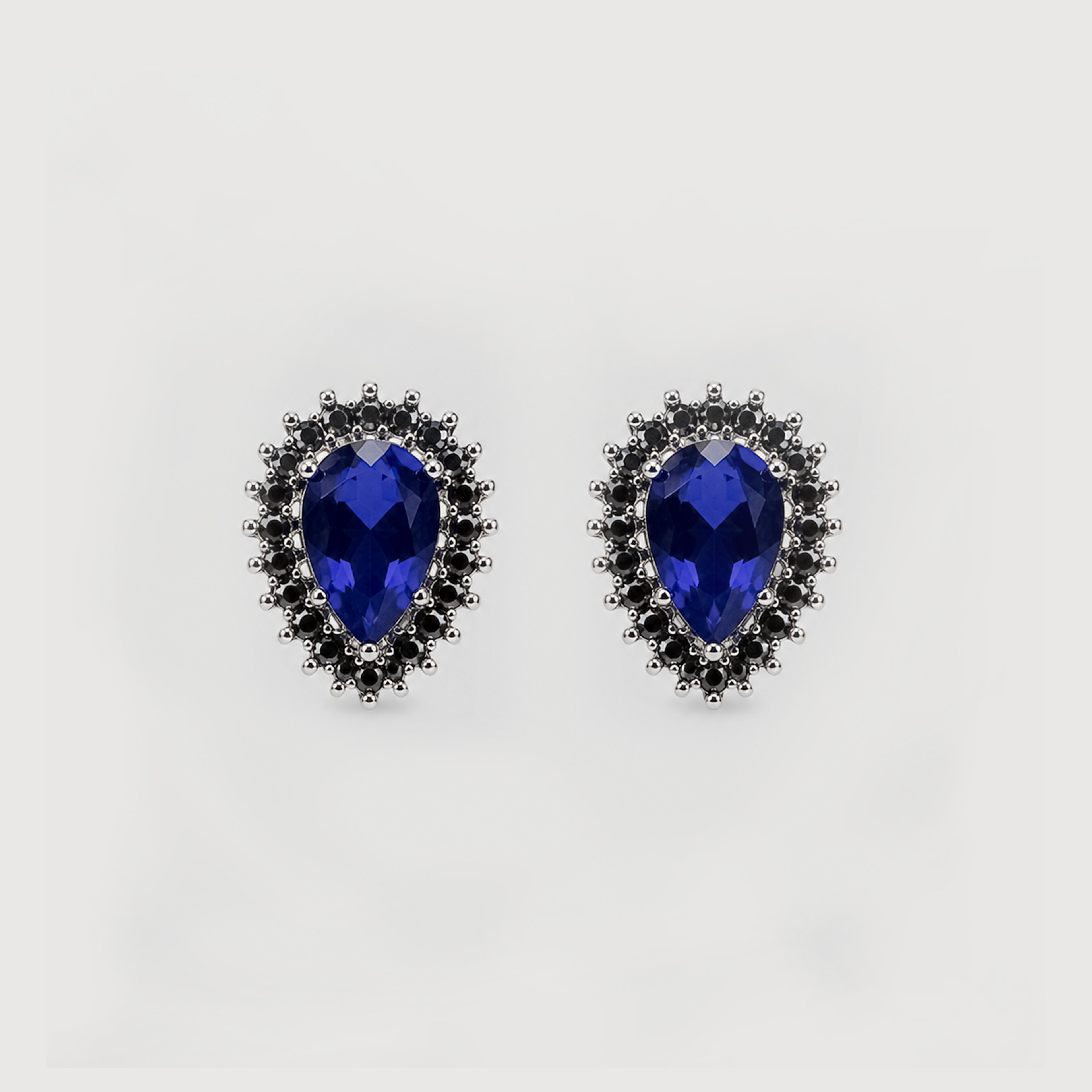Teardrop Sapphire Accent Stud Earrings