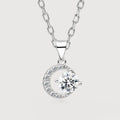 S999 Silver Crescent Moon Pendant Necklace