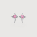 Pink Heart Starburst Zircon Stud Earrings