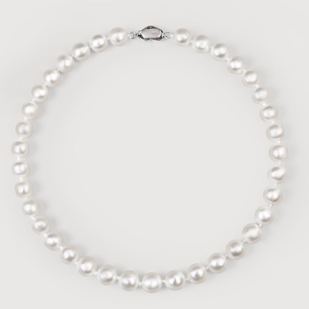 S925 Silver Pearl Strand Necklace