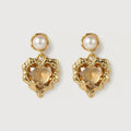 Pearl Heart-Cut Zircon Drop Earrings