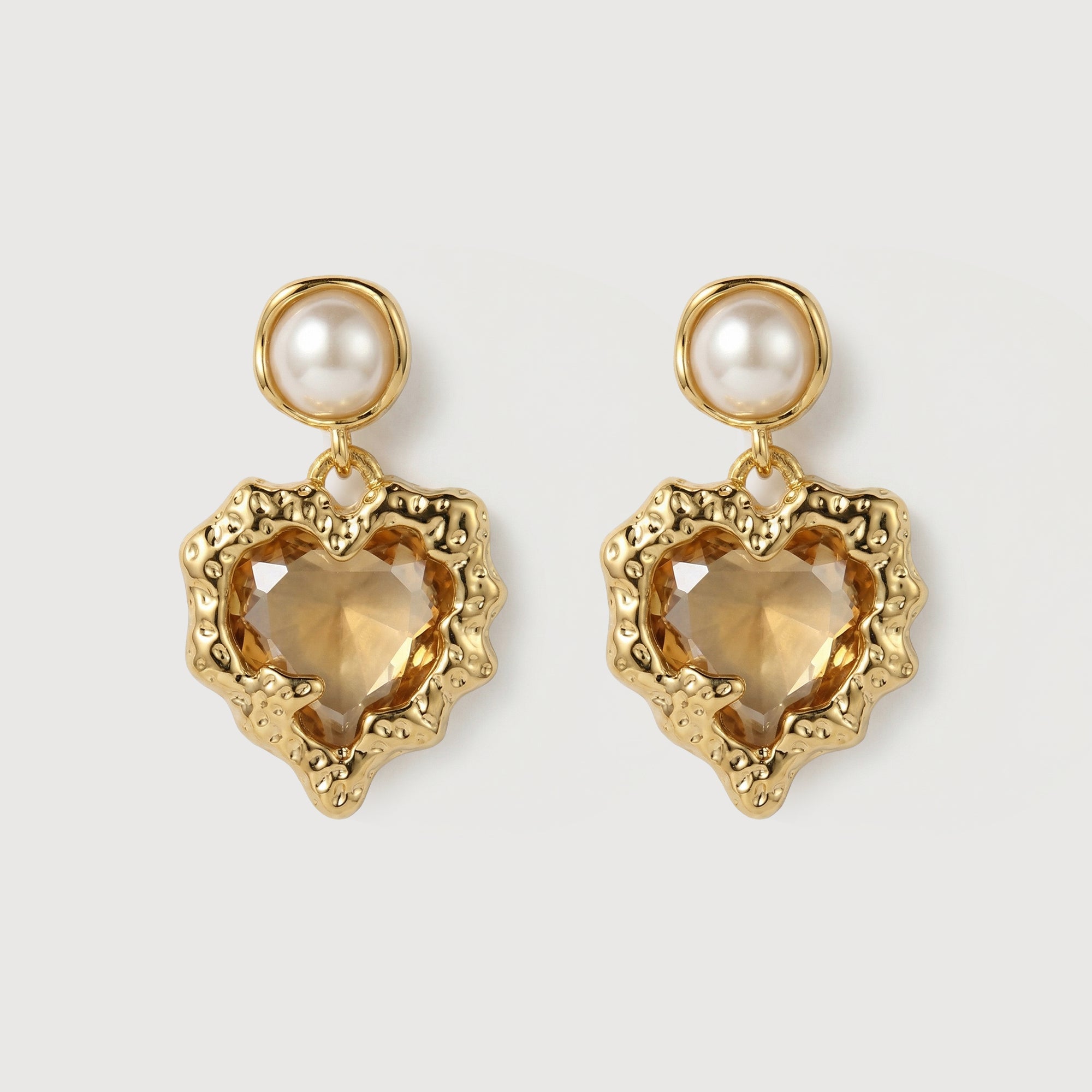 Pearl Heart-Cut Zircon Drop Earrings
