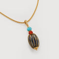 Gold-Plated Multicolor Beaded Pendant Necklace