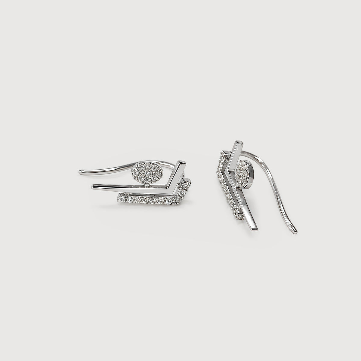 Geometric Pavé Zircon Ear Climber Earrings