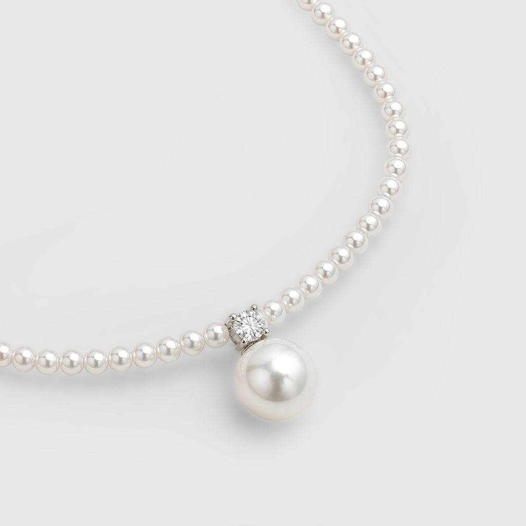 S925 Silver Pearl Drop Pendant Necklace
