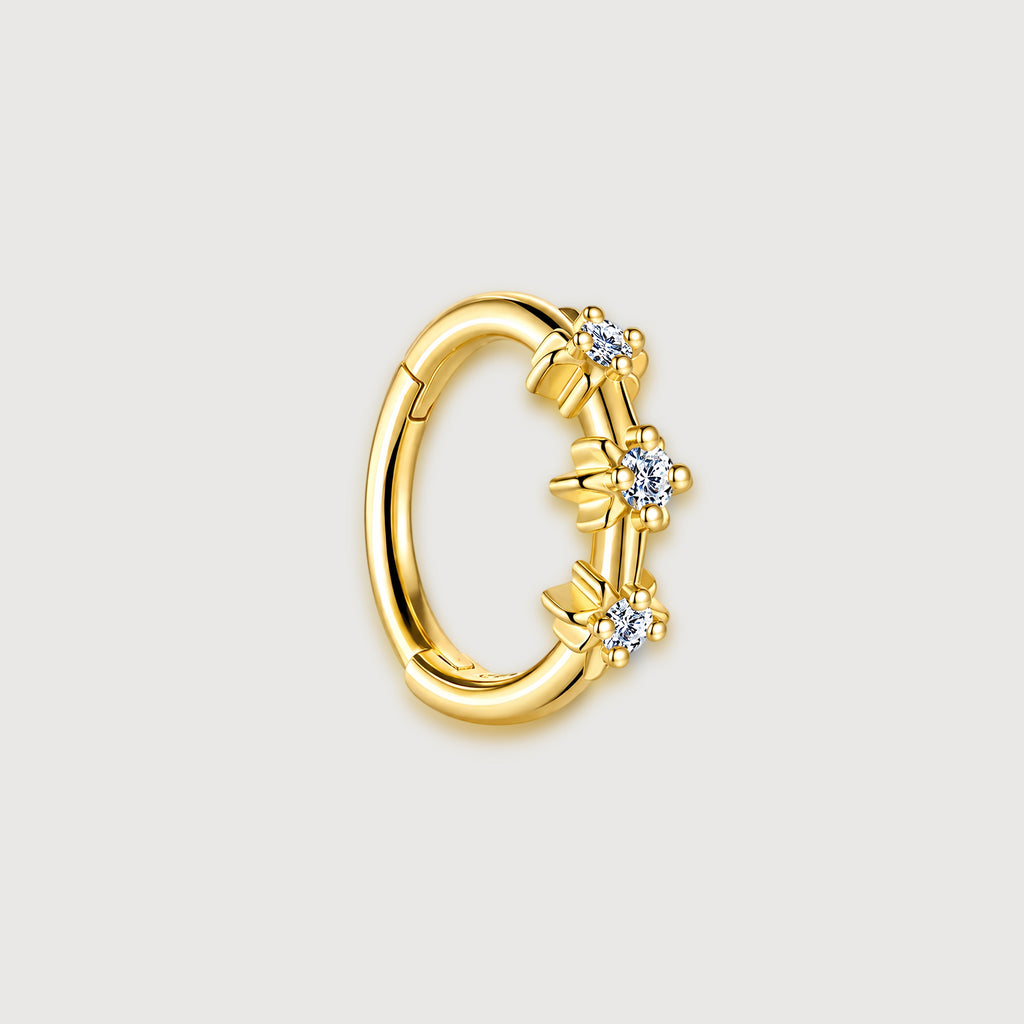Floral Zirconia Sterling Silver Huggie Hoops
