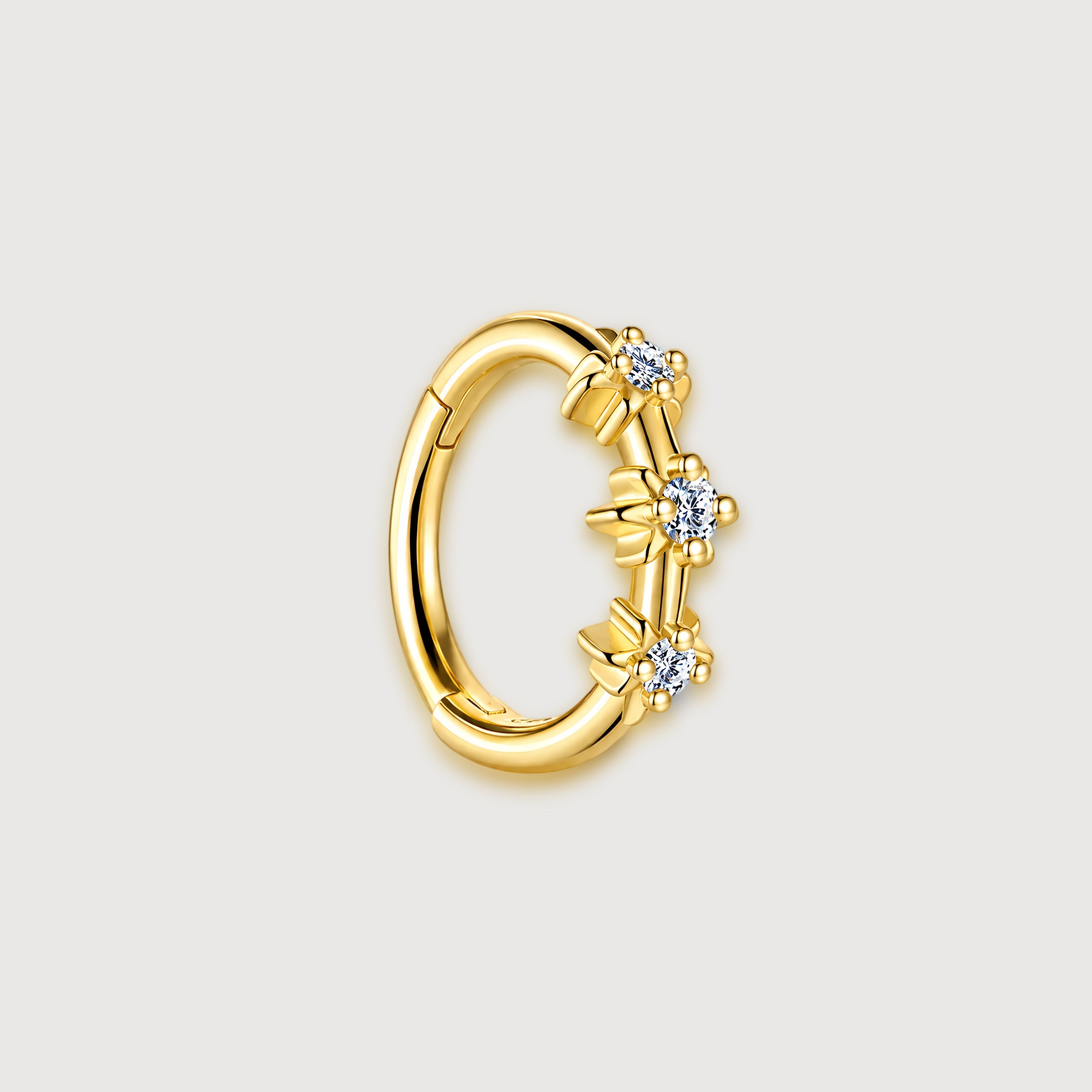 Floral Zirconia Sterling Silver Huggie Hoops