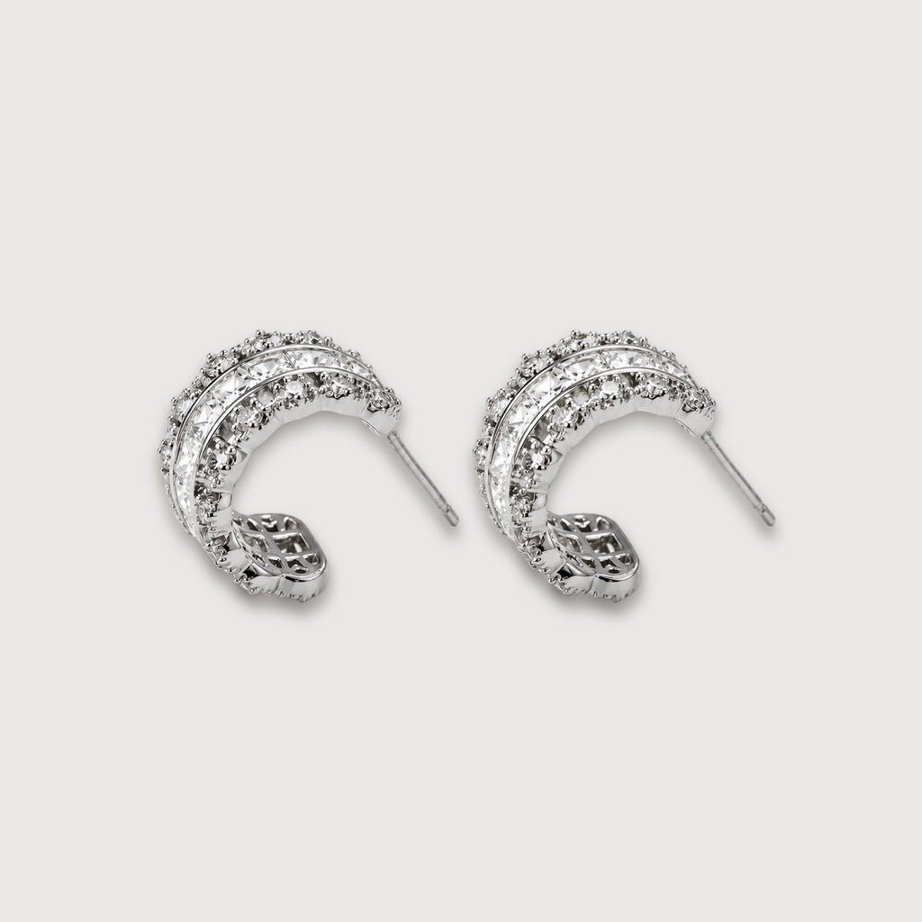 Channel-Set Zircon Half-Hoop Earrings