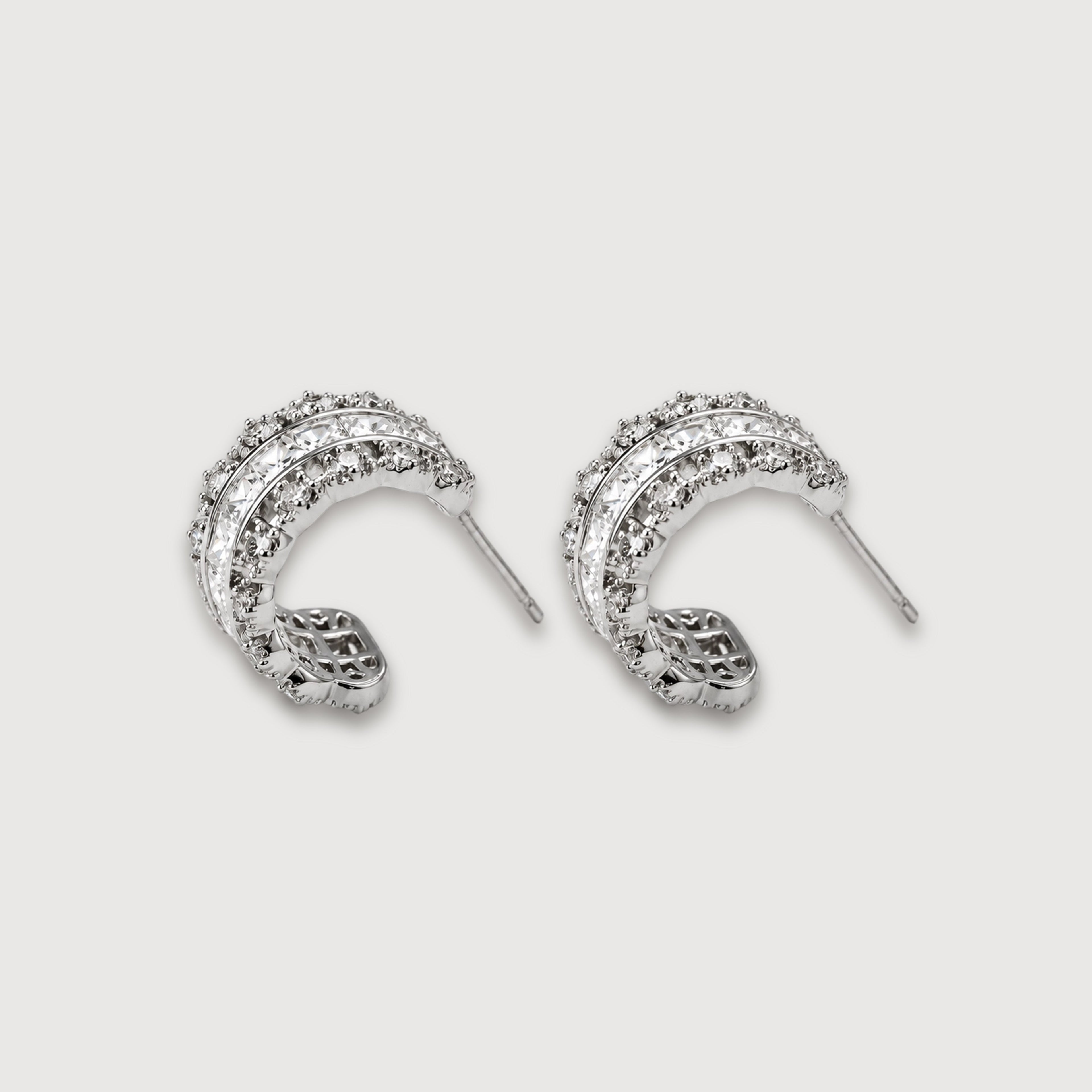 Channel-Set Zircon Half-Hoop Earrings