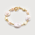 18K Gold-Plated Coin Pearl Toggle Bracelet