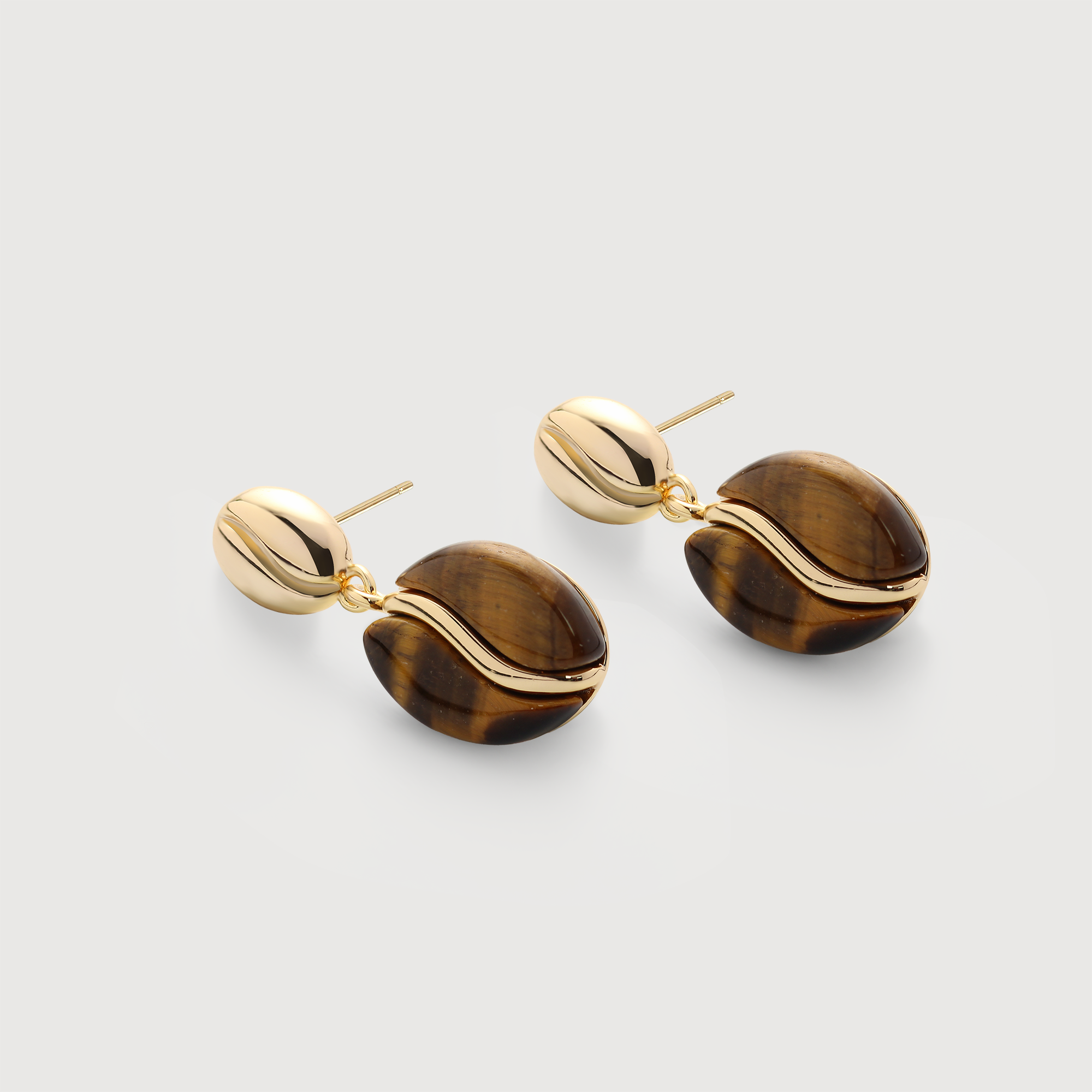 18K Gold-Plated Tiger's Eye Drop Earrings