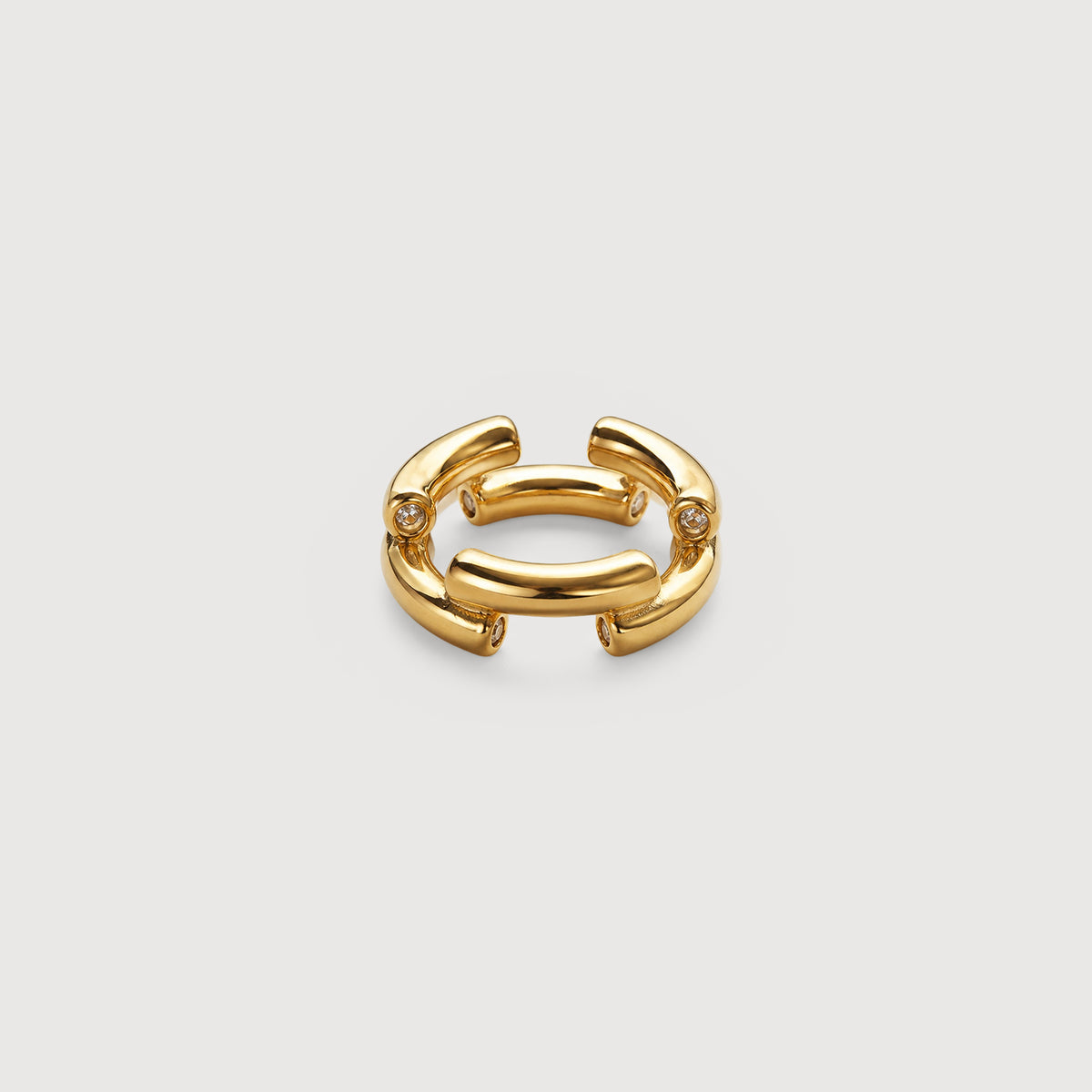 Two-Tone Open Link 18K Gold-Plated Stainless Steel Ring