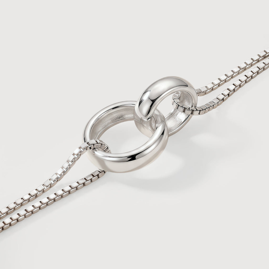 Interlocking Ring S925 Silver Chain Bracelet