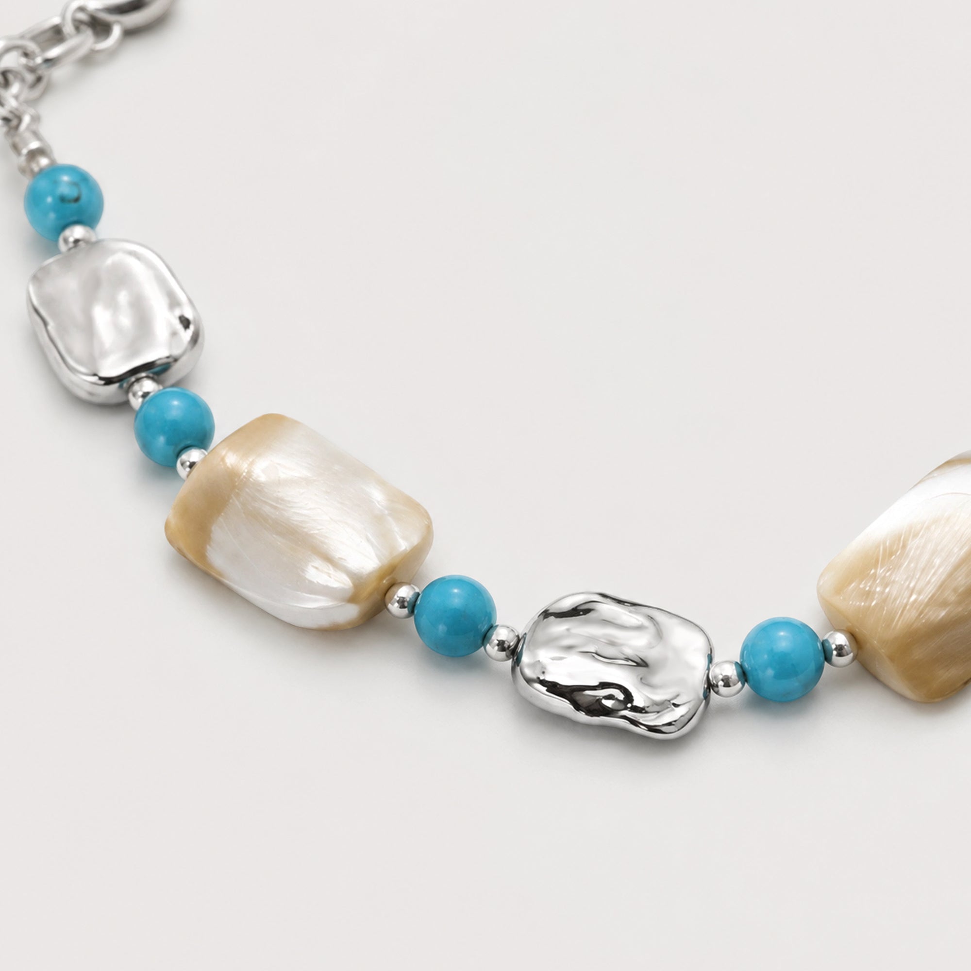 Tiger's Eye White Shell Bead Necklace