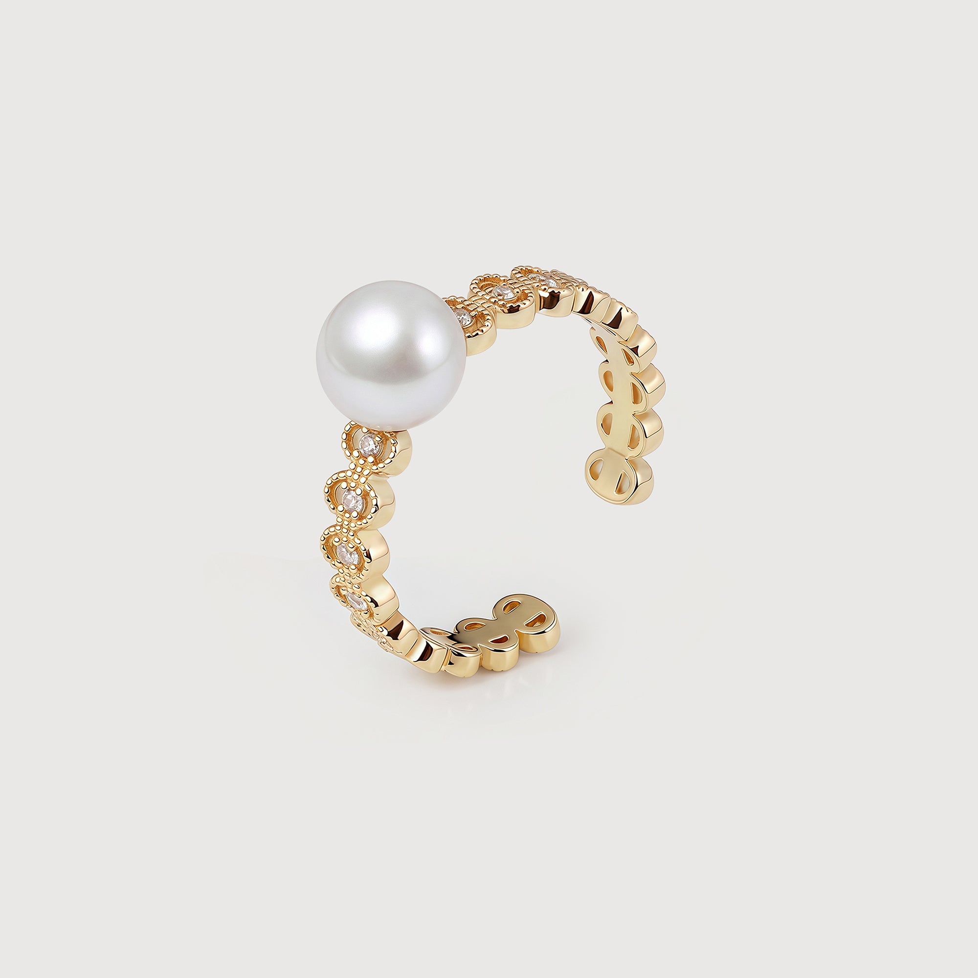 Pearl Filigree 18K Gold-Plated Copper Ring
