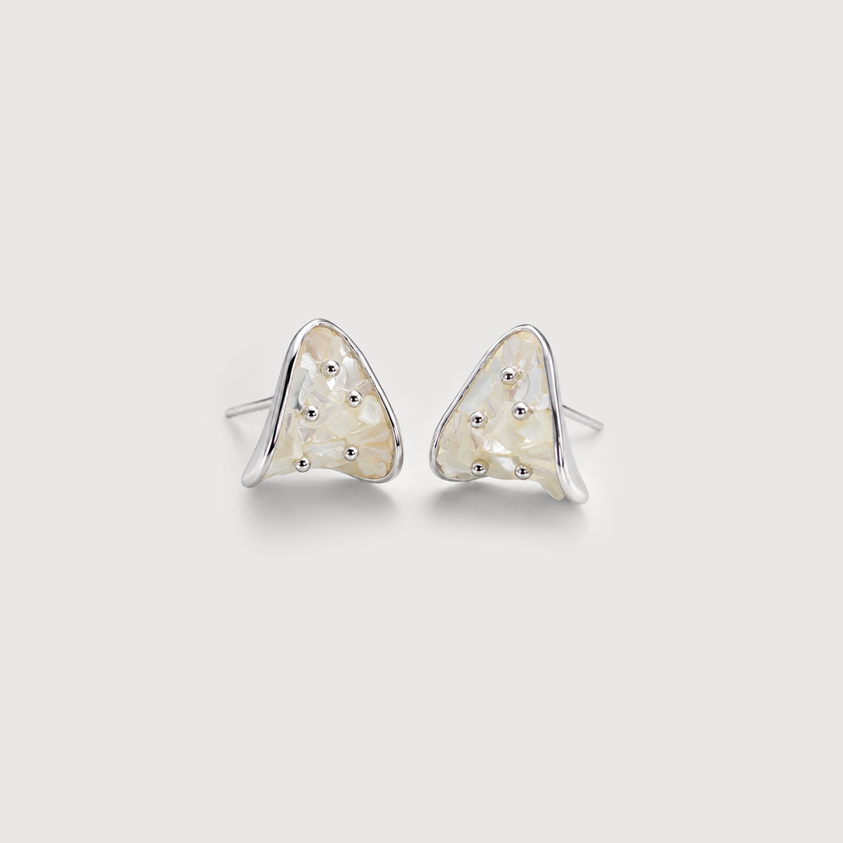 Shell Inlay Geometric Stud Earrings