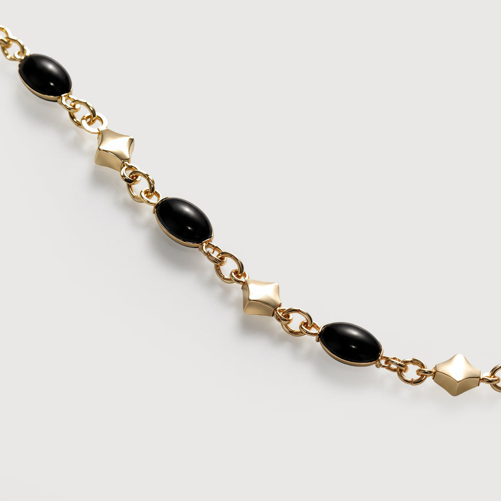 Black Spinel Gold-Plated Sterling Silver Necklace