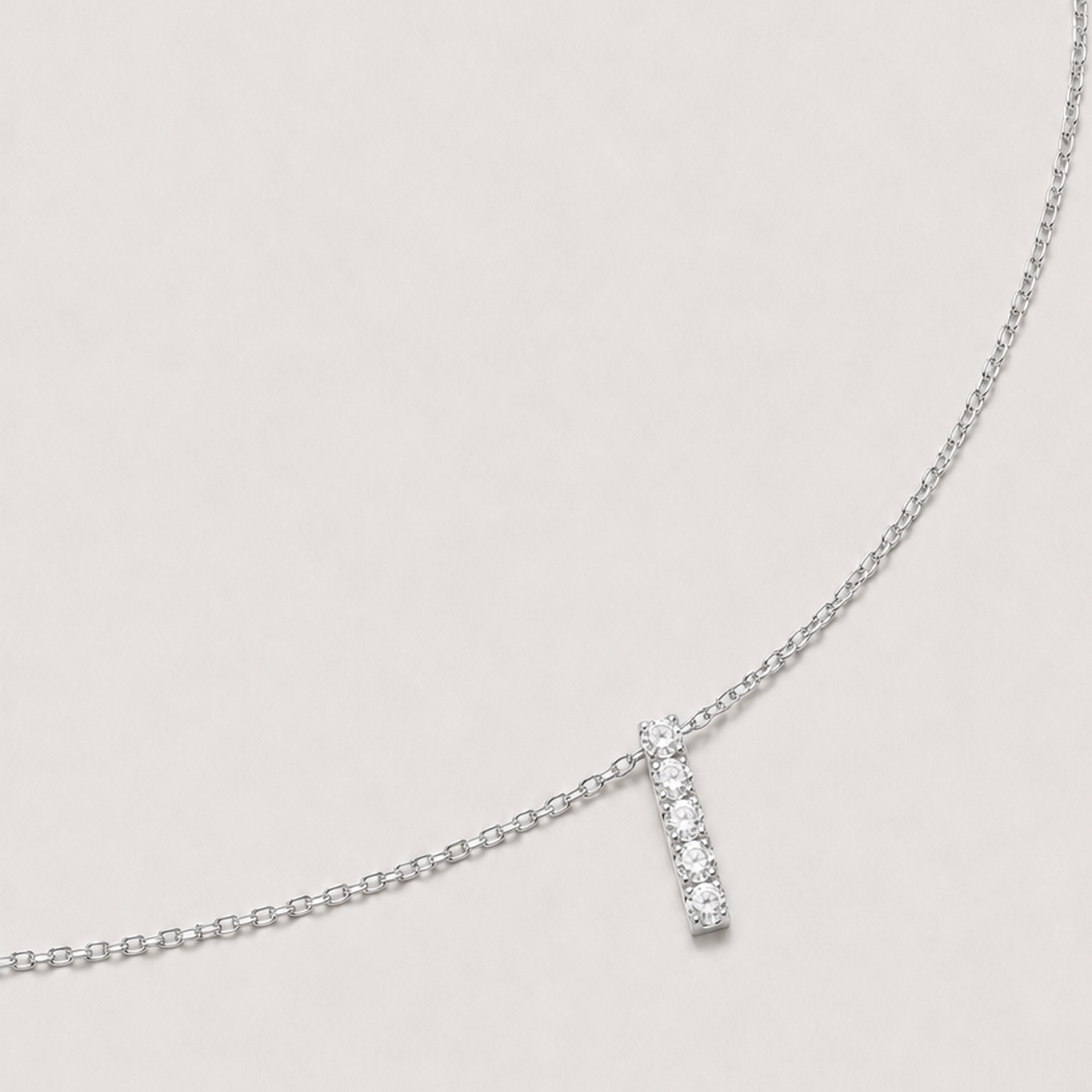 Sterling Silver Linear Stone Bar Necklace