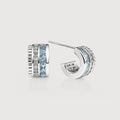 Silver-Tone Blue Zirconia Half Hoop Earrings