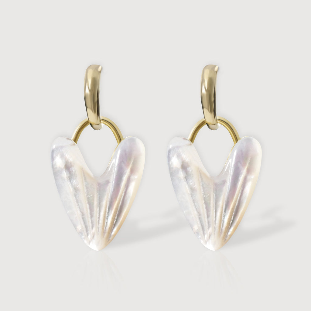 Iridescent Heart Drop Hoop Earrings