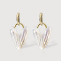 Iridescent Heart Drop Hoop Earrings