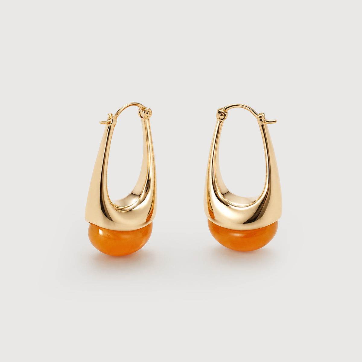 Resin Accent Sculptural Drop Hoop Earrings