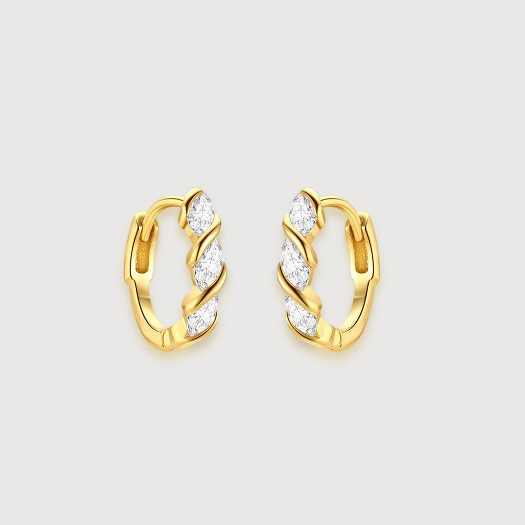 Twisted Leaf Zircon Hoop Earrings