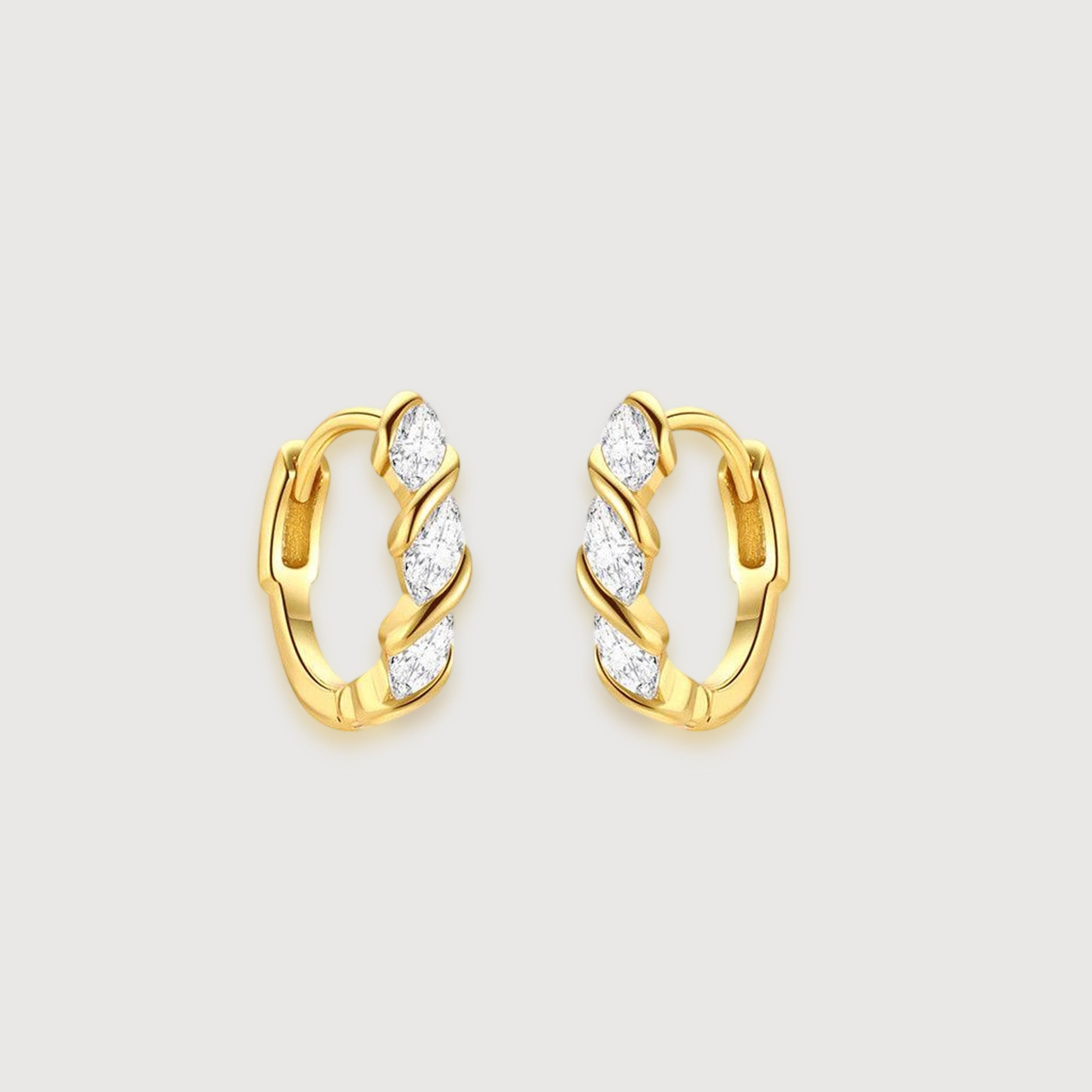 Twisted Leaf Zircon Hoop Earrings