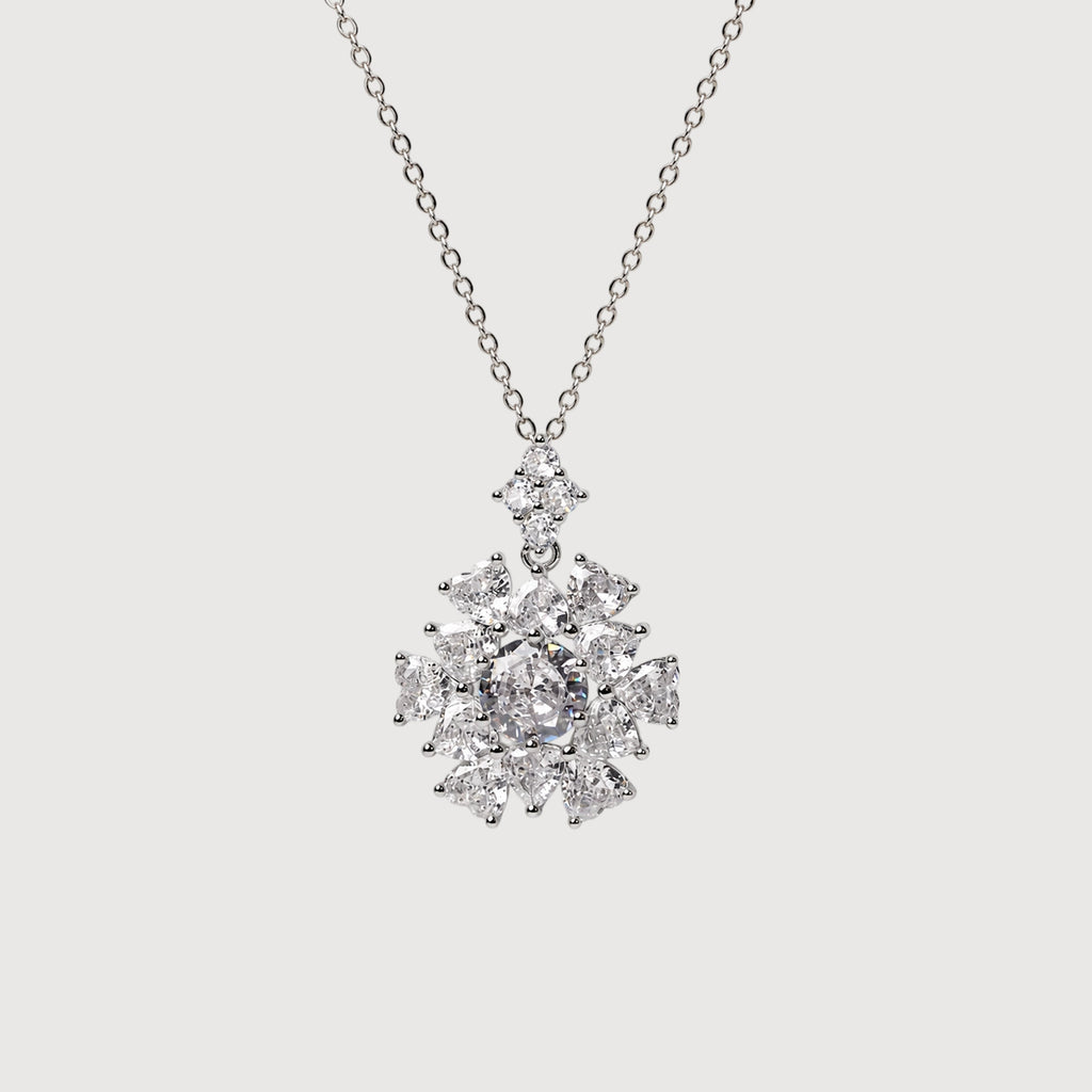 Floral Cluster 5A Cubic Zirconia Necklace
