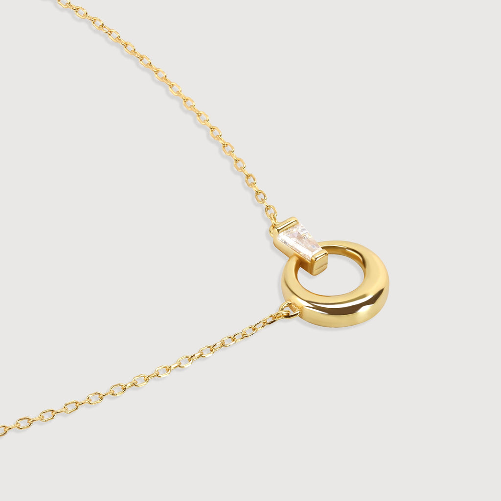 Gold-Plated S925 Geometric Ring Necklace