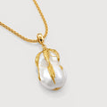 Baroque Pearl Leaf Pendant Necklace