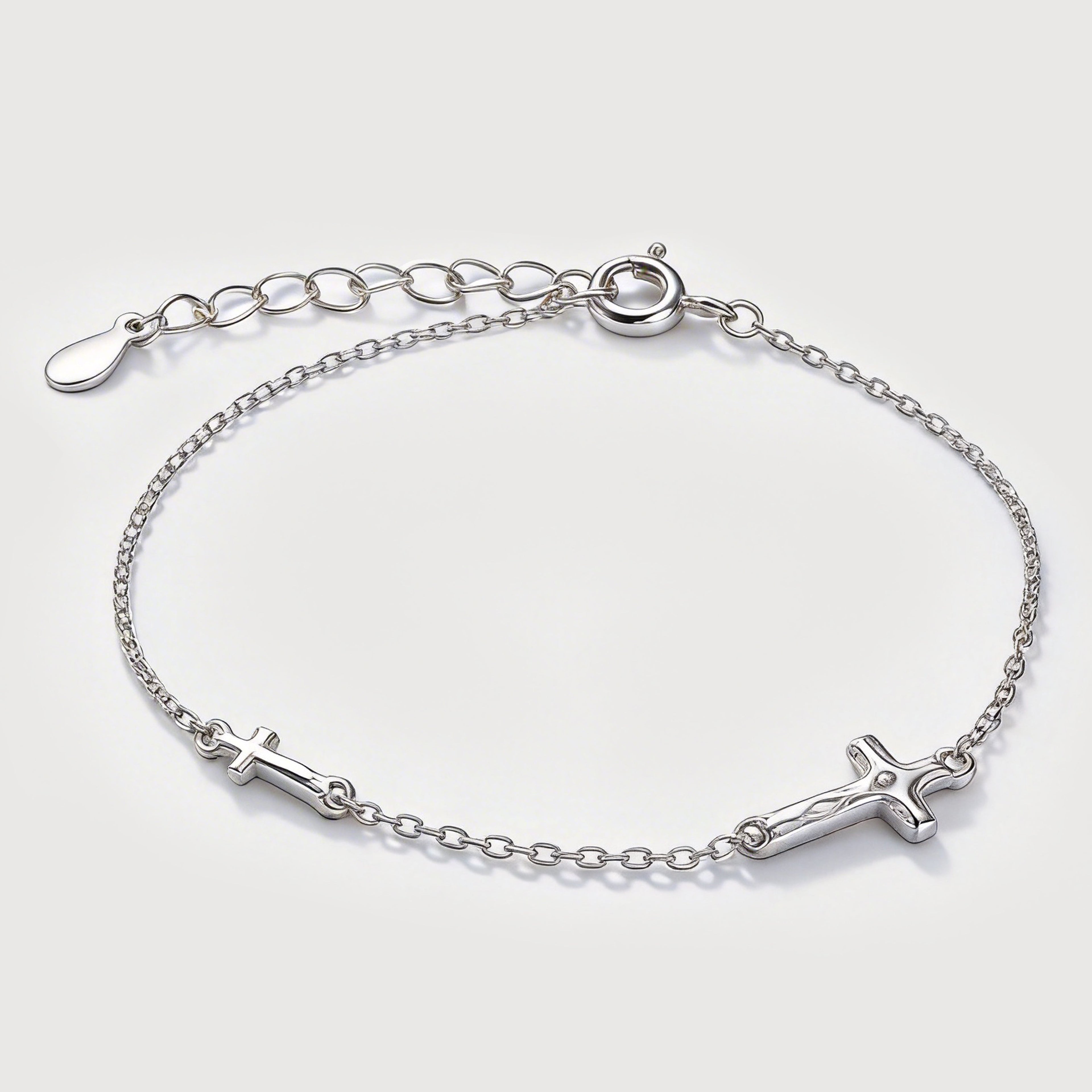 Double Cross S999 Silver Chain Bracelet
