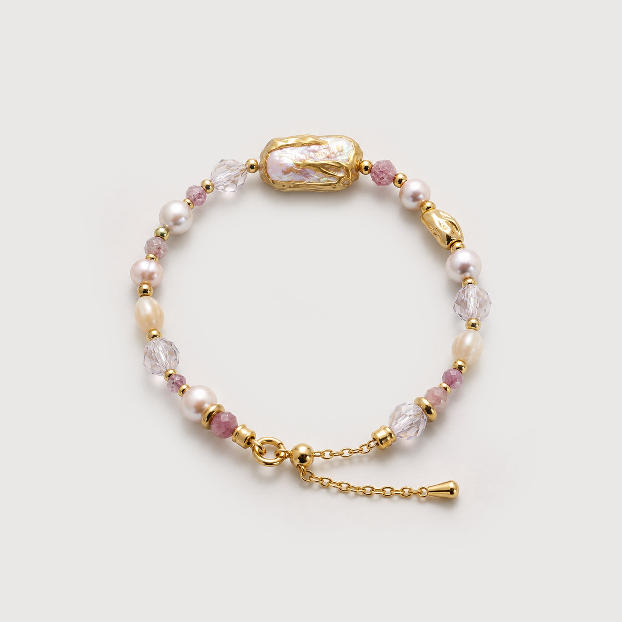 Gold-Plated Freshwater Pearl Crystal Bracelet