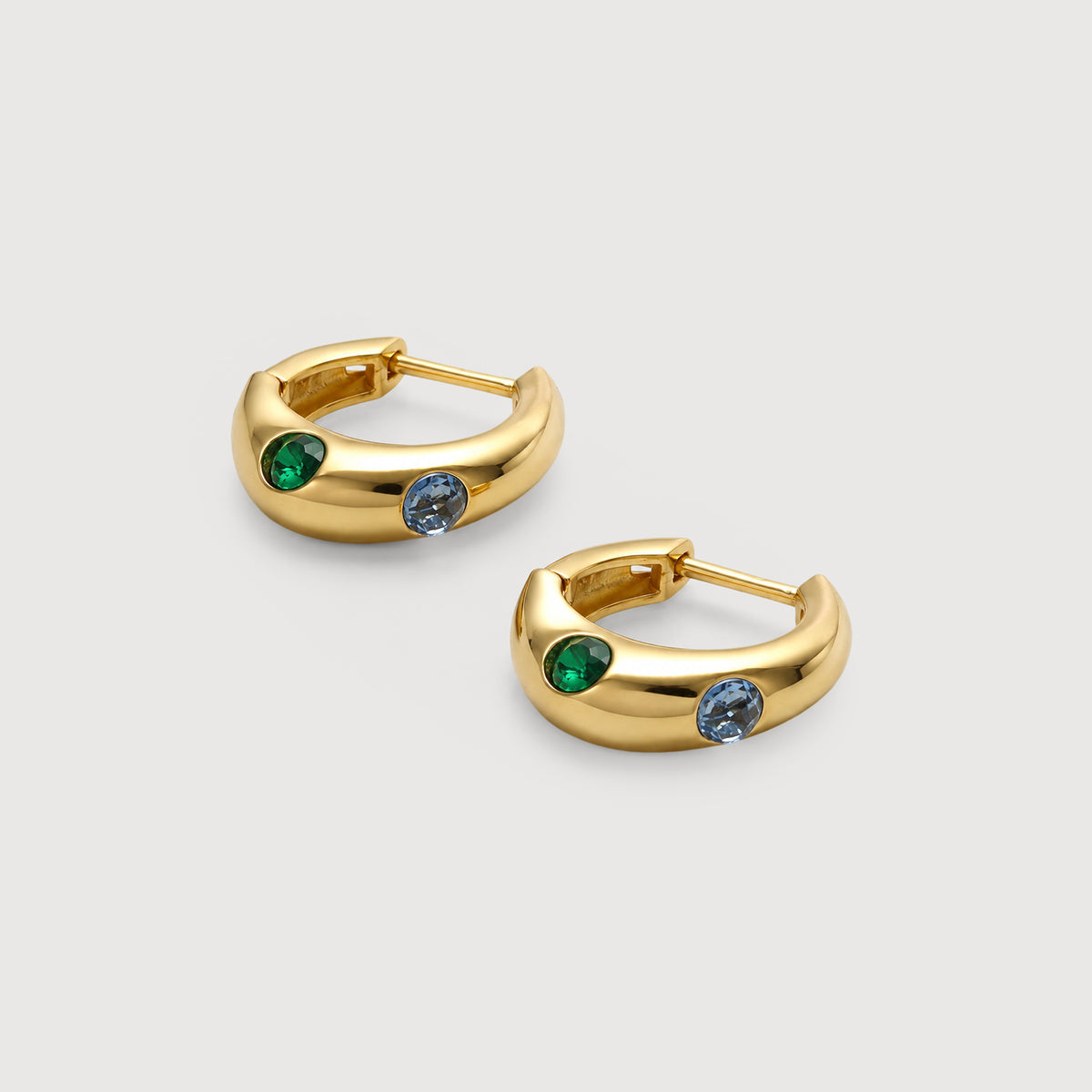 Multicolor Zircon Wide Huggie Hoop Earrings