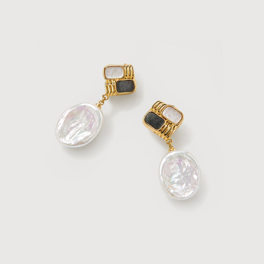 Gold-Plated Baroque Pearl Drop Earrings