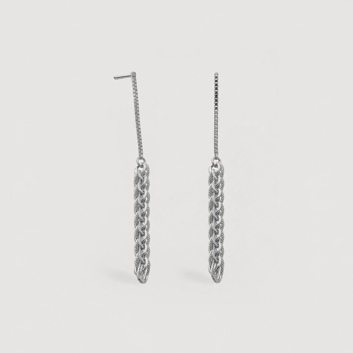 Layered Chain Drop Stud Earrings