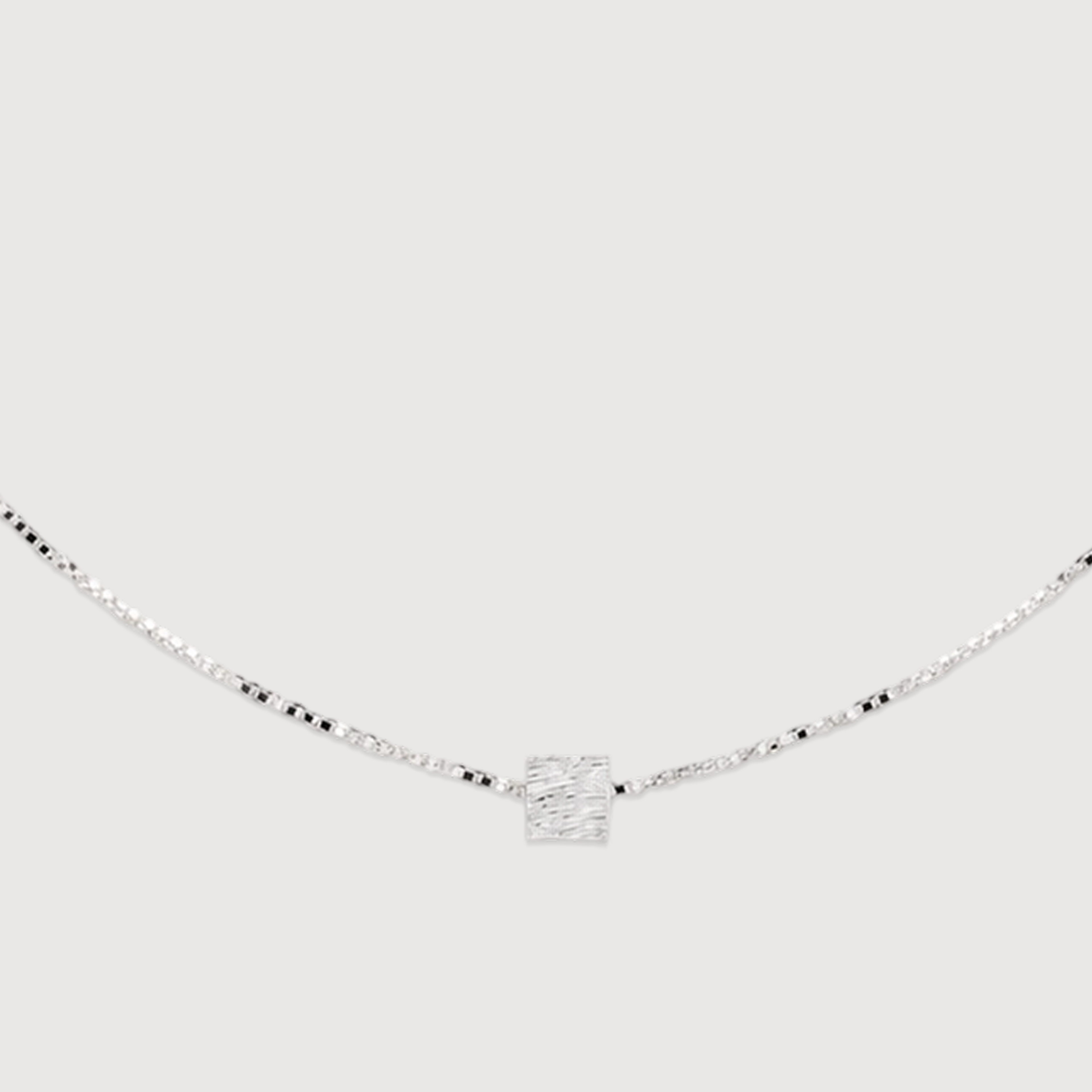 Sterling Silver Textured Cube Necklace