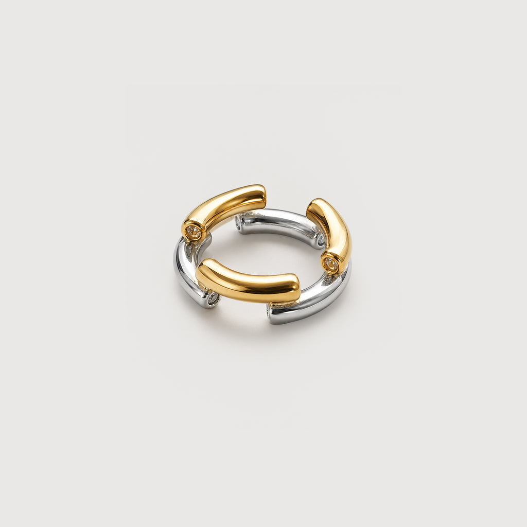 Two-Tone Open Link 18K Gold-Plated Stainless Steel Ring