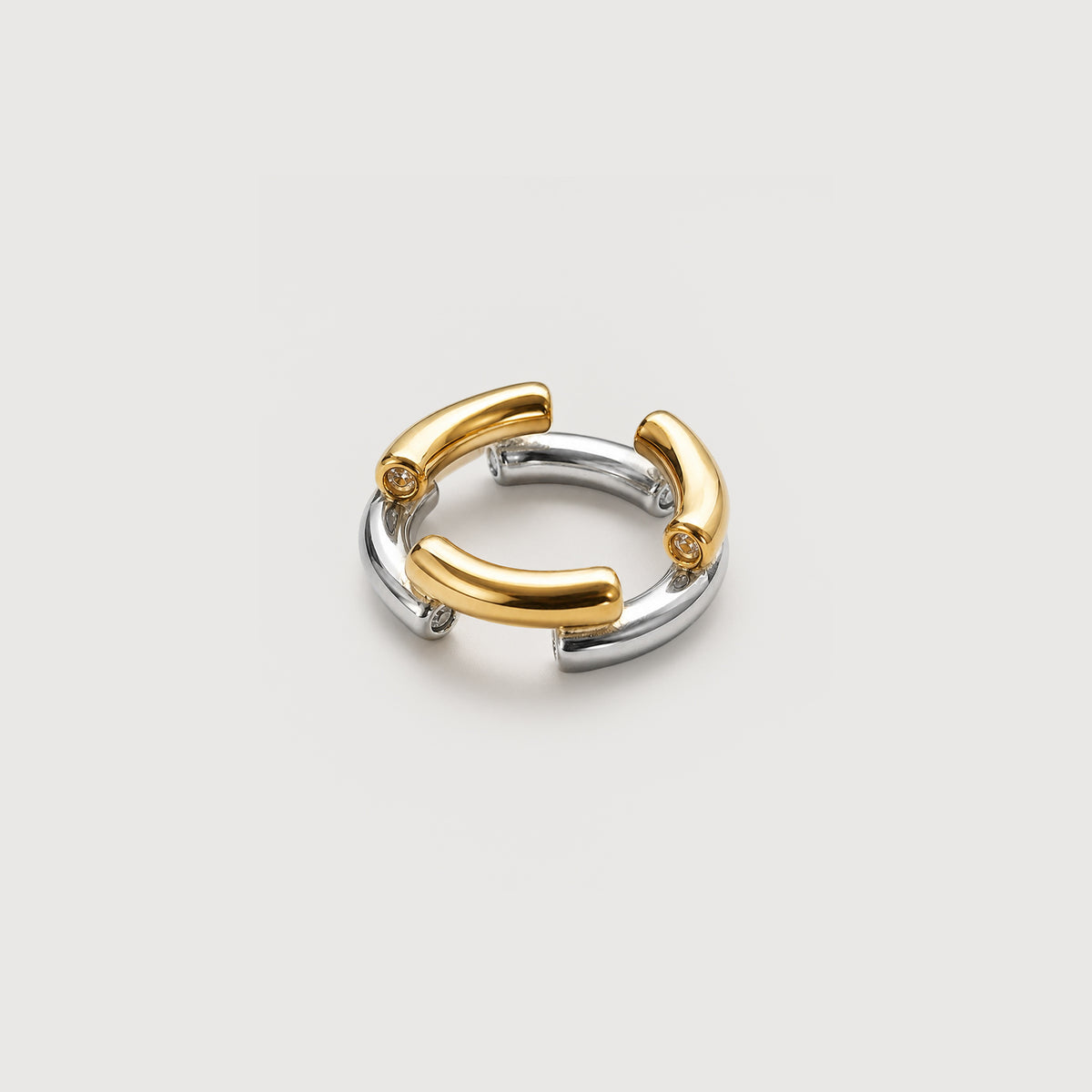 Two-Tone Open Link 18K Gold-Plated Stainless Steel Ring